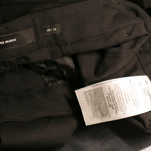 vero moda black pants with velvet detailing along each leg - Picture 4 of 14